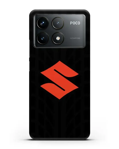 Чехол с эмблемой Suzuki с протектором шин силиконовый для Xiaomi Poco F6 Pro