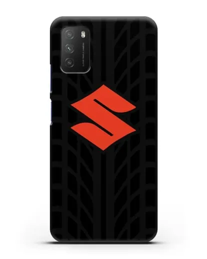 Чехол с эмблемой Suzuki с протектором шин силиконовый для Xiaomi Poco M3