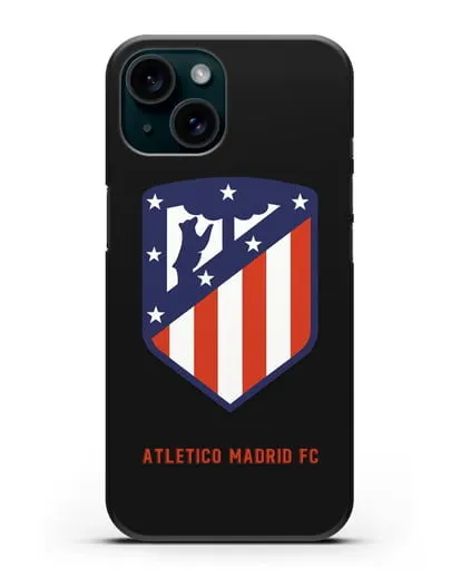 Чехол с надписью FC Atletico Madrid и логотипом силиконовый для iPhone 15