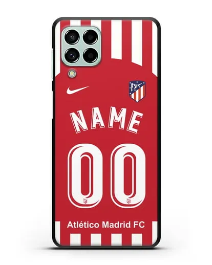 Именной чехол FC Atletico Madrid с фамилией и номером красно-белая форма силиконовый для Samsung Galaxy M53 [SM-M536]