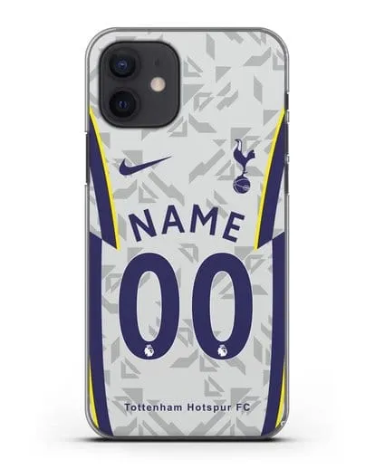 Именной чехол ФК Тоттенхэм с фамилией и номером (сезон 2020-2021) домашняя форма силиконовый для iPhone 12