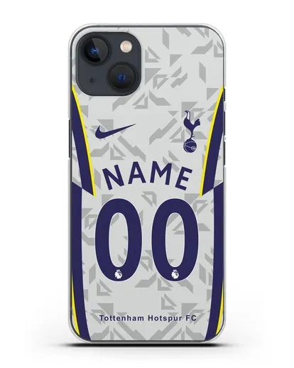 Именной чехол ФК Тоттенхэм с фамилией и номером (сезон 2020-2021) домашняя форма силиконовый для iPhone 13 Mini