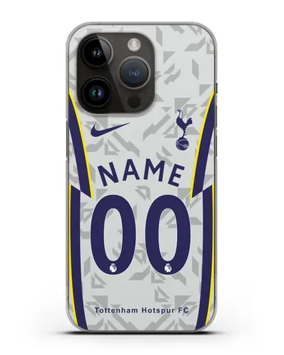 Именной чехол ФК Тоттенхэм с фамилией и номером (сезон 2020-2021) домашняя форма силиконовый для iPhone 14 Pro