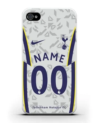 Именной чехол ФК Тоттенхэм с фамилией и номером (сезон 2020-2021) домашняя форма силиконовый для iPhone 4/4s