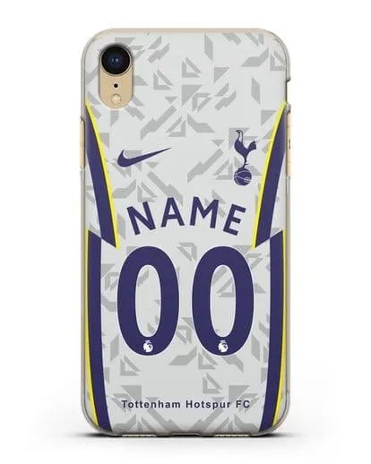 Именной чехол ФК Тоттенхэм с фамилией и номером (сезон 2020-2021) домашняя форма силиконовый для iPhone XR