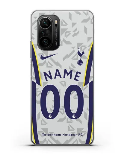 Именной чехол ФК Тоттенхэм с фамилией и номером (сезон 2020-2021) домашняя форма силиконовый для Xiaomi Poco F3 Pro