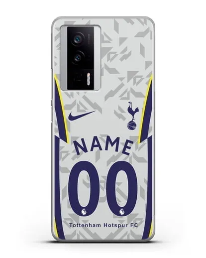 Именной чехол ФК Тоттенхэм с фамилией и номером (сезон 2020-2021) домашняя форма силиконовый для Xiaomi Poco F5 Pro