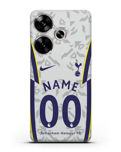 Именной чехол ФК Тоттенхэм с фамилией и номером (сезон 2020-2021) домашняя форма силиконовый для Xiaomi Poco F6