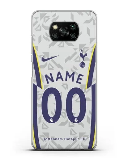 Именной чехол ФК Тоттенхэм с фамилией и номером (сезон 2020-2021) домашняя форма силиконовый для Xiaomi Poco X3