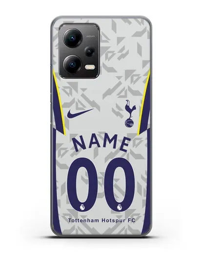 Именной чехол ФК Тоттенхэм с фамилией и номером (сезон 2020-2021) домашняя форма силиконовый для Xiaomi Poco X5