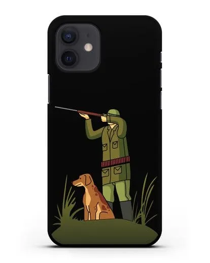 Чехол с иллюстрацией Охотник и собака силиконовый для iPhone 12
