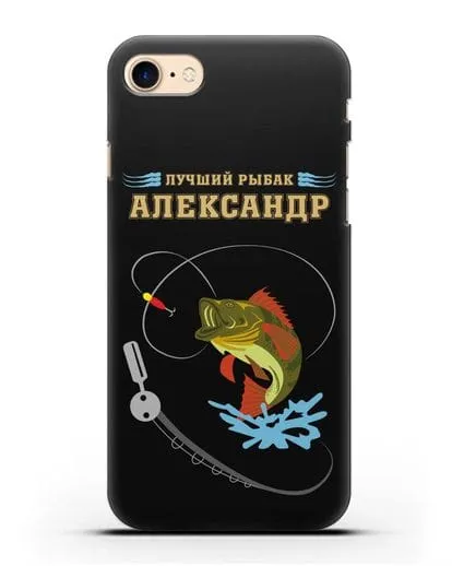Именной чехол с надписью Лучший рыбак с изображением спининга и окуня силиконовый для iPhone 8