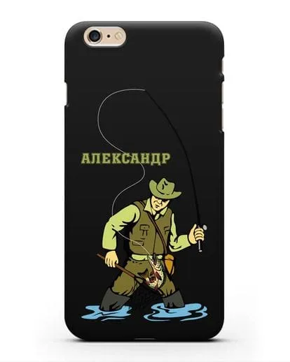 Именной чехол с иллюстрацией рыбака силиконовый для iPhone 6 Plus