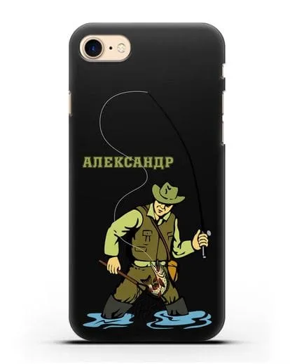 Именной чехол с иллюстрацией рыбака силиконовый для iPhone 8
