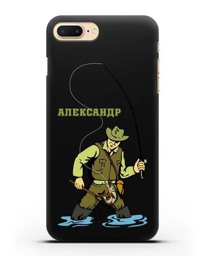 Именной чехол с иллюстрацией рыбака силиконовый для iPhone 7 Plus