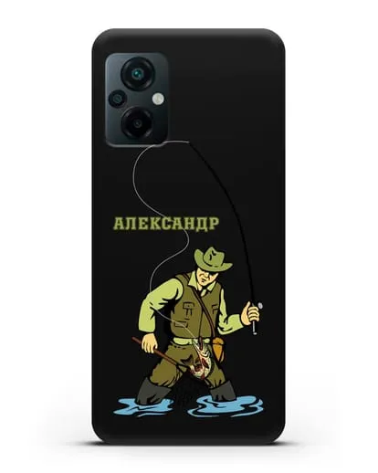 Именной чехол с иллюстрацией рыбака силиконовый для Xiaomi Poco M5