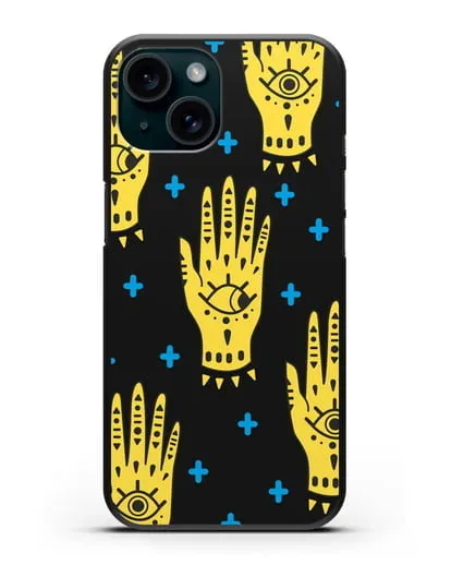 Чехол с иллюстрацией амулета Рука Фатимы (Хамса) силиконовый для iPhone 15