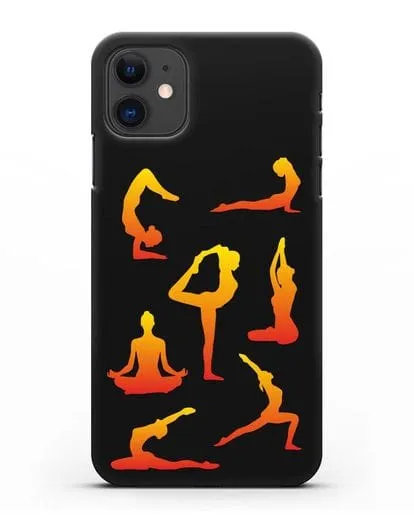 Чехол со стикерами Йога асаны силиконовый для iPhone 11