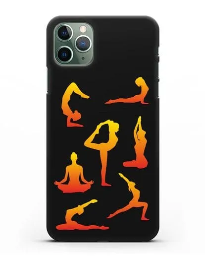 Чехол со стикерами Йога асаны силиконовый для iPhone 11 Pro Max