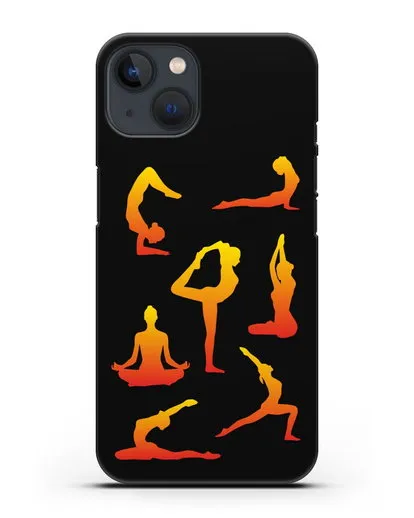 Чехол со стикерами Йога асаны силиконовый для iPhone 13 Mini