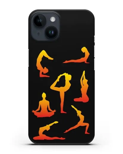 Чехол со стикерами Йога асаны силиконовый для iPhone 14