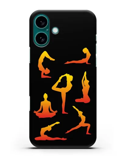 Чехол со стикерами Йога асаны силиконовый для iPhone 16 Plus