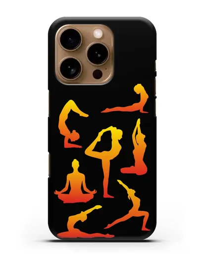 Чехол со стикерами Йога асаны силиконовый для iPhone 16 Pro