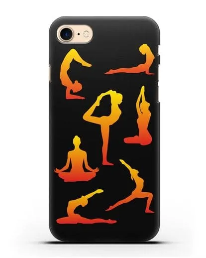 Чехол со стикерами Йога асаны силиконовый для iPhone 8