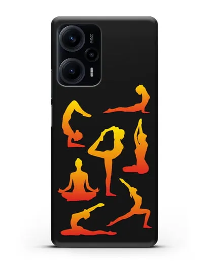 Чехол со стикерами Йога асаны силиконовый для Xiaomi Poco F5