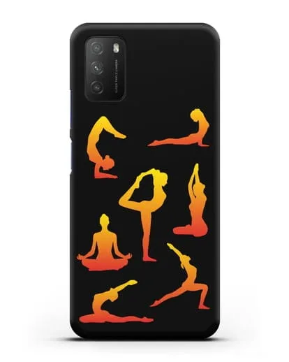 Чехол со стикерами Йога асаны силиконовый для Xiaomi Poco M3