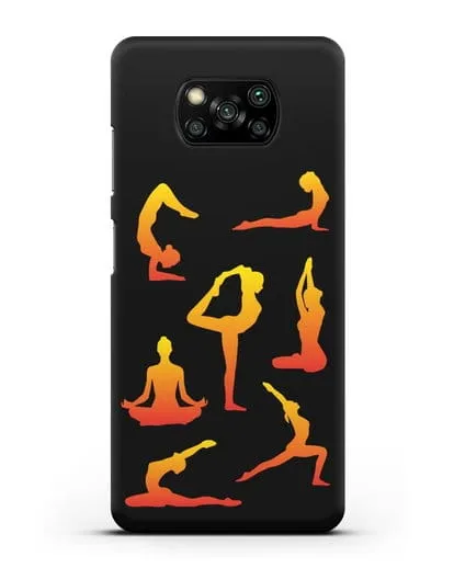 Чехол со стикерами Йога асаны силиконовый для Xiaomi Poco X3