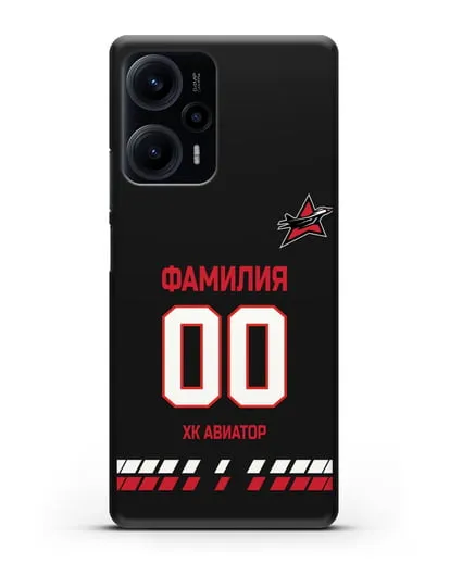 Чехол ХК Авиатор с фамилией и номером (сезон 2019-2020) черная форма силиконовый для Xiaomi Poco F5
