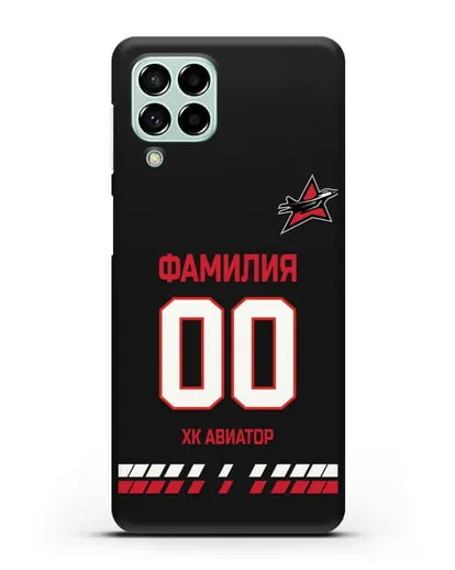 Чехол ХК Авиатор с фамилией и номером (сезон 2019-2020) черная форма силиконовый для Samsung Galaxy M53 [SM-M536]