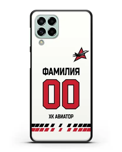 Чехол ХК Авиатор с фамилией и номером (сезон 2019-2020) белая форма силиконовый для Samsung Galaxy M53 [SM-M536]