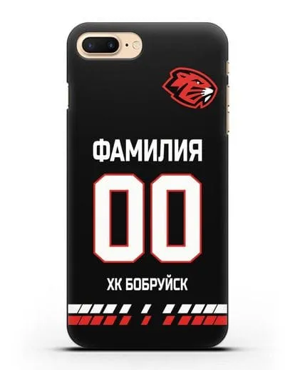 Чехол ХК Бобруйск с фамилией и номером (сезон 2019-2020) черная форма силиконовый для iPhone 7 Plus