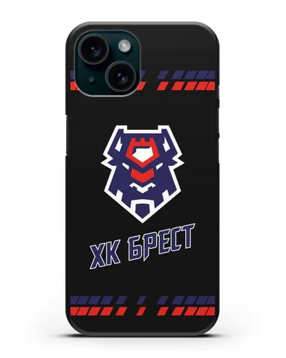 Чеxол с логотипом ХК Брест силиконовый для iPhone 15