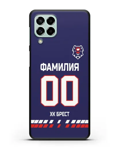 Чехол ХК Брест с фамилией и номером (сезон 2019-2020) синяя форма силиконовый для Samsung Galaxy M53 [SM-M536]