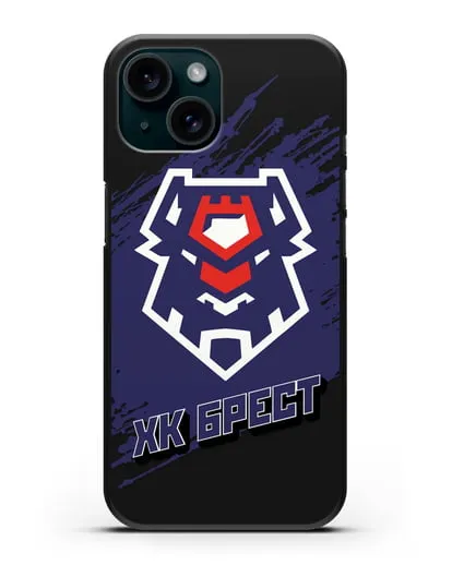 Чехол с надписью ХК Брест силиконовый для iPhone 15