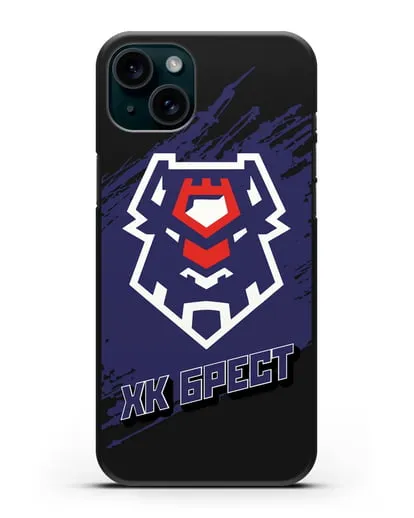 Чехол с надписью ХК Брест силиконовый для iPhone 15 Plus