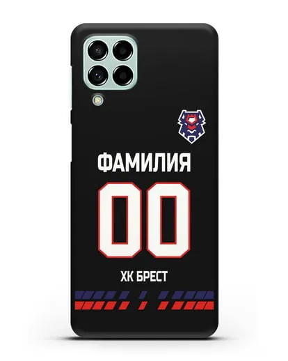 Чехол ХК Брест с фамилией и номером (сезон 2019-2020) черная форма силиконовый для Samsung Galaxy M53 [SM-M536]