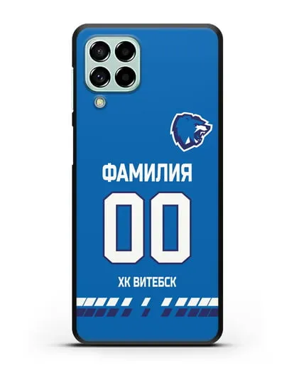 Чехол ХК Витебск с фамилией и номером (сезон 2019-2020) синяя форма силиконовый для Samsung Galaxy M53 [SM-M536]