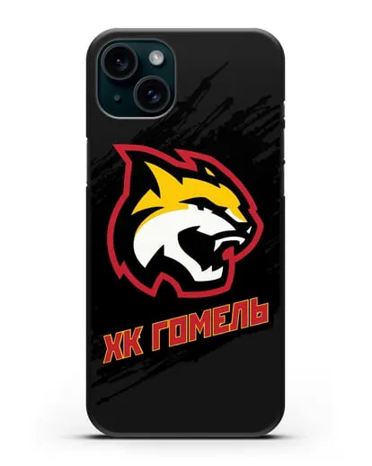 Чехол ХК Гомель с изображением рыси силиконовый для iPhone 15 Plus