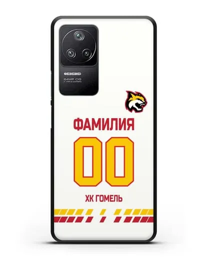 Чехол ХК Гомель с фамилией и номером (сезон 2019-2020) красная форма силиконовый для Xiaomi Poco F4