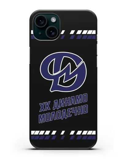 Чеxол с логотипом ХК Динамо-Молодечно силиконовый для iPhone 15 Plus