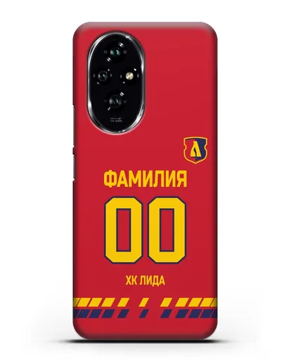 Чехол ХК Лида с фамилией и номером (сезон 2019-2020) красная форма силиконовый для Honor 200