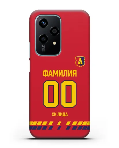 Чехол ХК Лида с фамилией и номером (сезон 2019-2020) красная форма силиконовый для Honor 200 Lite