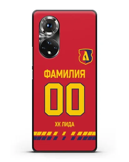 Чехол ХК Лида с фамилией и номером (сезон 2019-2020) красная форма силиконовый для Honor 50