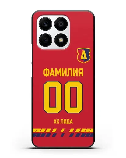 Чехол ХК Лида с фамилией и номером (сезон 2019-2020) красная форма силиконовый для Honor X8a