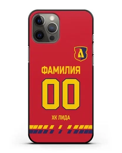 Чехол ХК Лида с фамилией и номером (сезон 2019-2020) красная форма силиконовый для iPhone 12 Pro Max