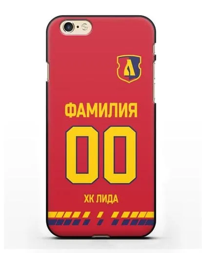 Чехол ХК Лида с фамилией и номером (сезон 2019-2020) красная форма силиконовый для iPhone 6